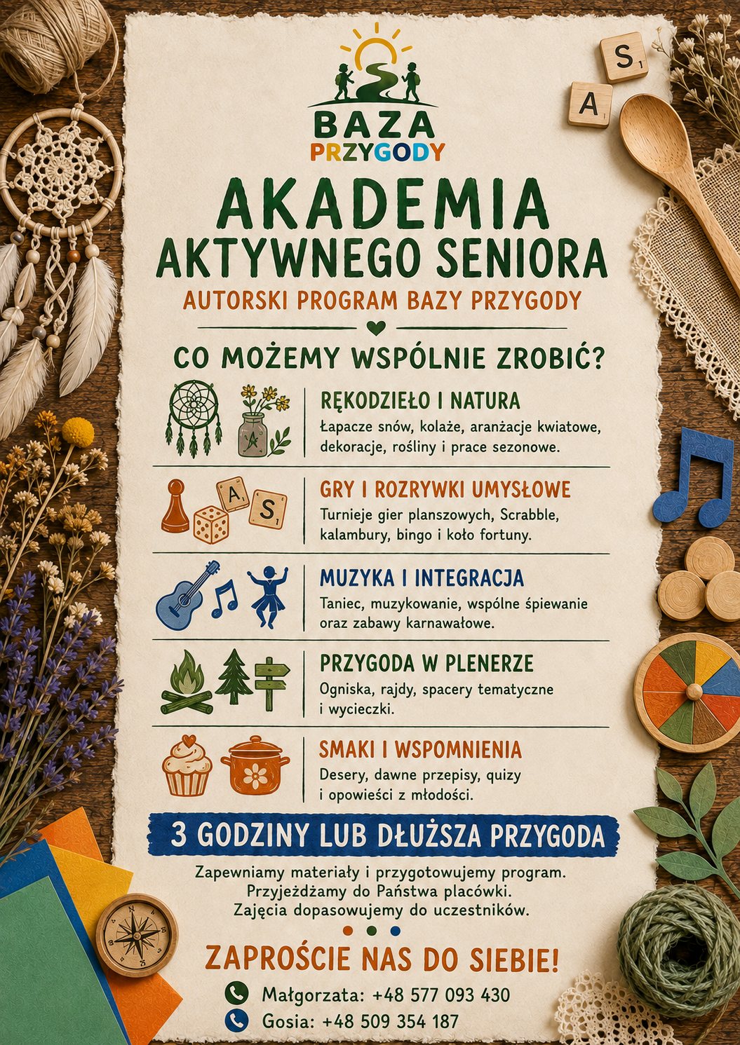 Plakat Akademia Aktywnego Seniora – autorski program Bazy Przygody