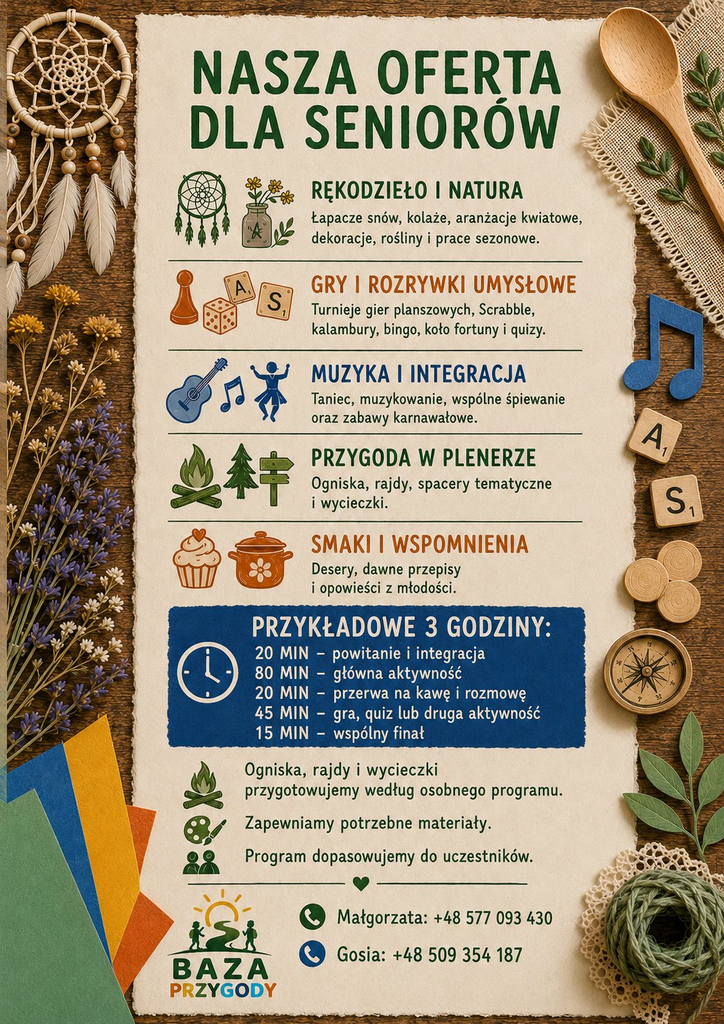 Ulotka Akademii Aktywnego Seniora – strona druga z przykładowym programem